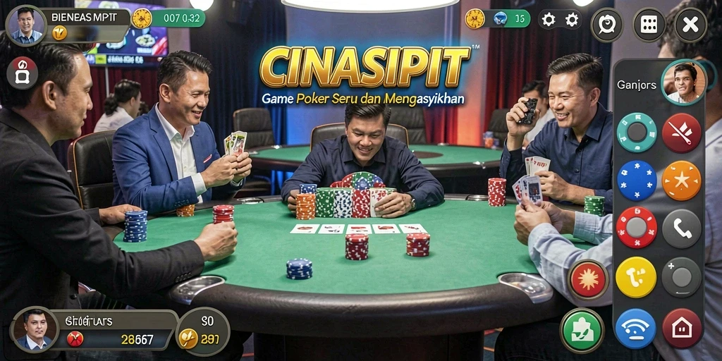 Tampilan screenshot CINASIPIT menampilkan aksi seru permainan Poker.