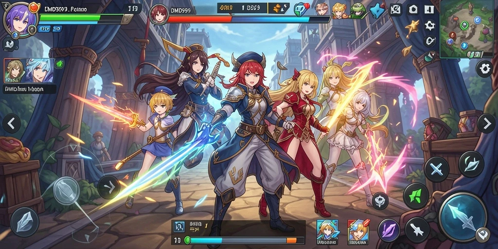 Screenshot menunjukkan karakter yang beraksi dalam pertempuran anime yang epik.