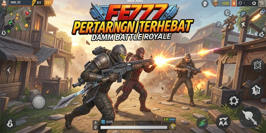 Gambaran intens dari gameplay seru di FE777, aksi Battle Royale yang mendebarkan.