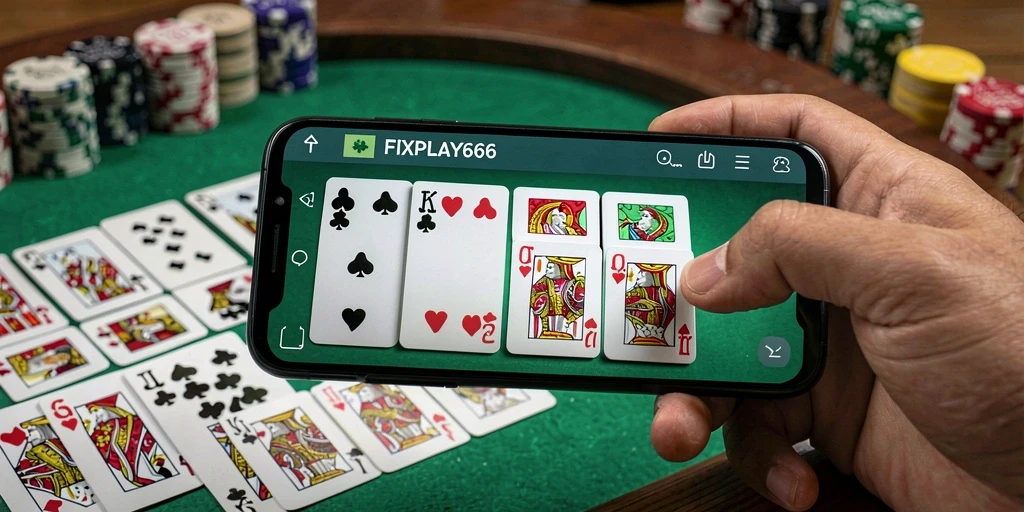 Tangkapan layar utama FIXPLAY666 menampilkan gameplay Domino yang seru dan interaktif.