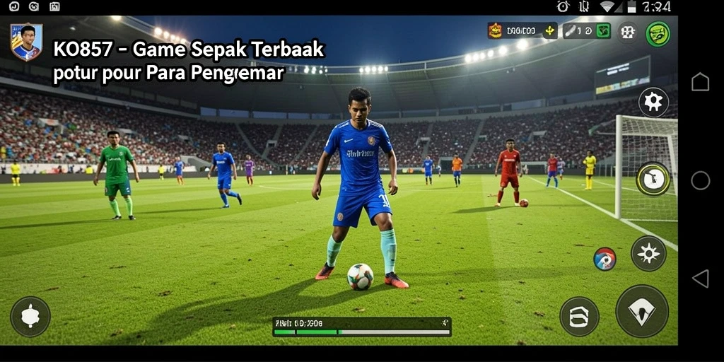 Tampilan gameplay KO857 yang menegangkan dengan aksi sepak bola yang seru.