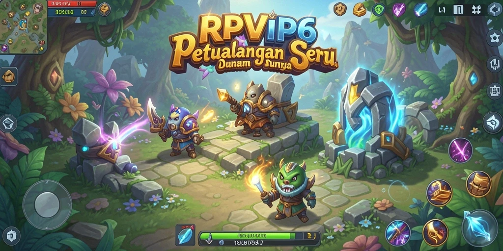 Tampilan gameplay RPVIP6 yang menampilkan pertempuran seru dan lingkungan fantasi.