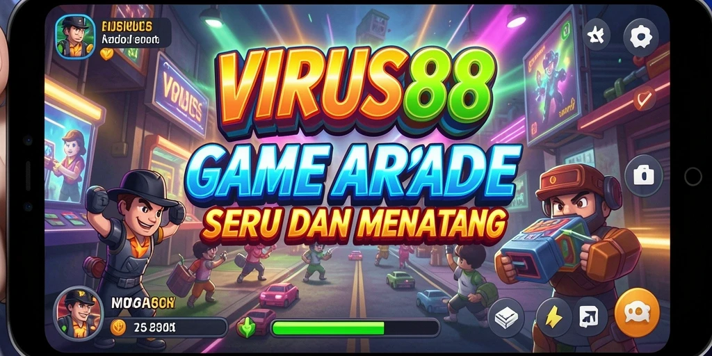 Tangkapan layar gameplay <strong>VIRUS88</strong> menampilkan aksi penuh warna dari permainan Arcade.